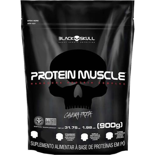 Protein Muscle Morango 900g Black Skull