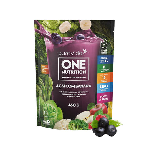 Proteína Vegana One Nutrition Açaí com Banana 450g PuraVida
