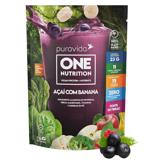 Proteína Vegana One Nutrition Açaí com Banana 900g PuraVida