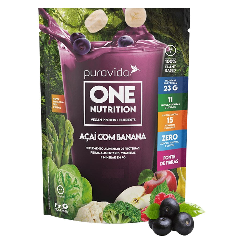Proteína Vegana One Nutrition Açaí com Banana 900g PuraVida