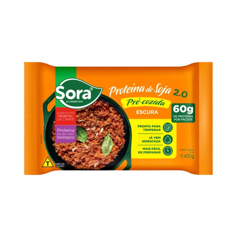 Proteína de Soja Pré Cozida Escura 400g Sora
