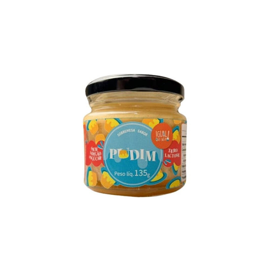 Pote-de-pudim-zero-acucar-da-marca-Igual-Qui-Nem-sobremesa-sem-lactose-com-textura-cremosa-e-calda-no-fundo-do-pote