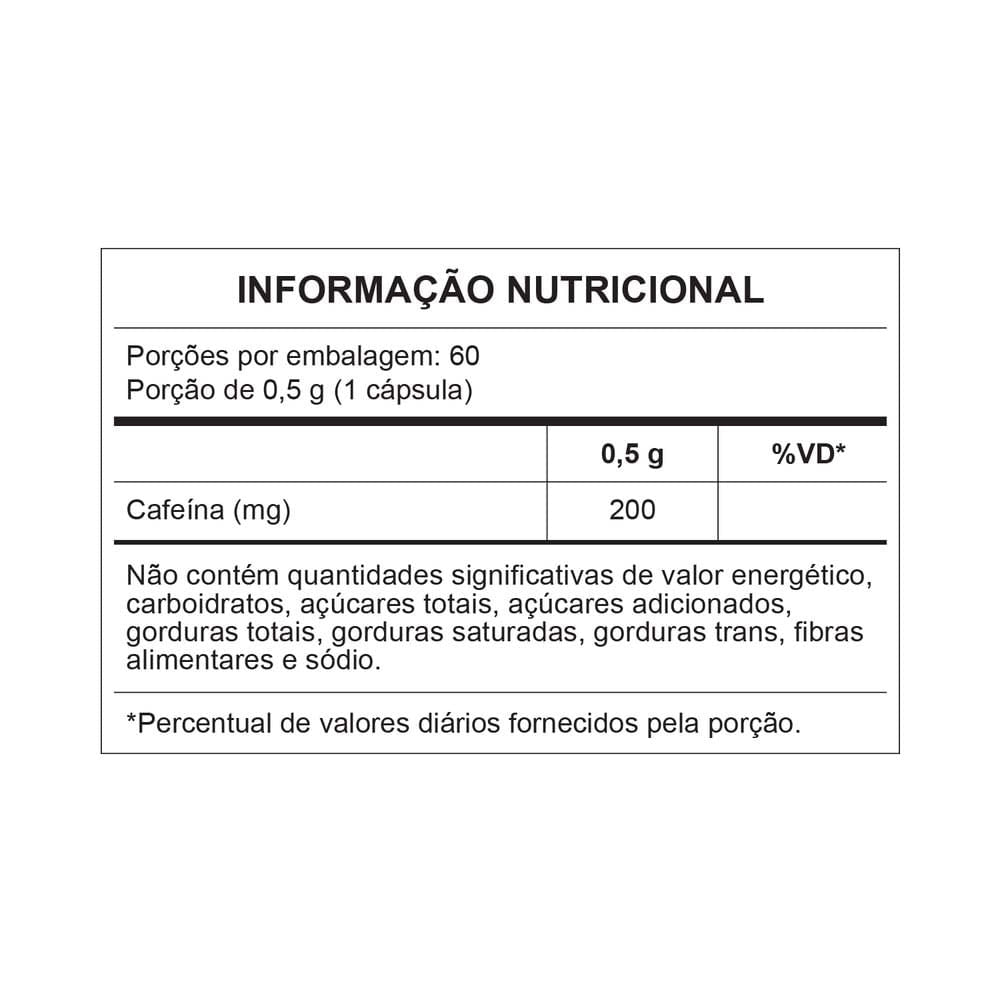 Tabela nutricional Pure Caffeine