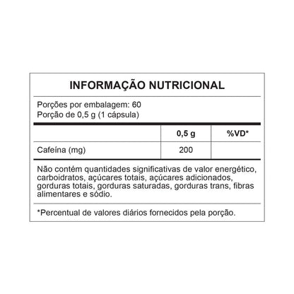 Tabela nutricional Pure Caffeine