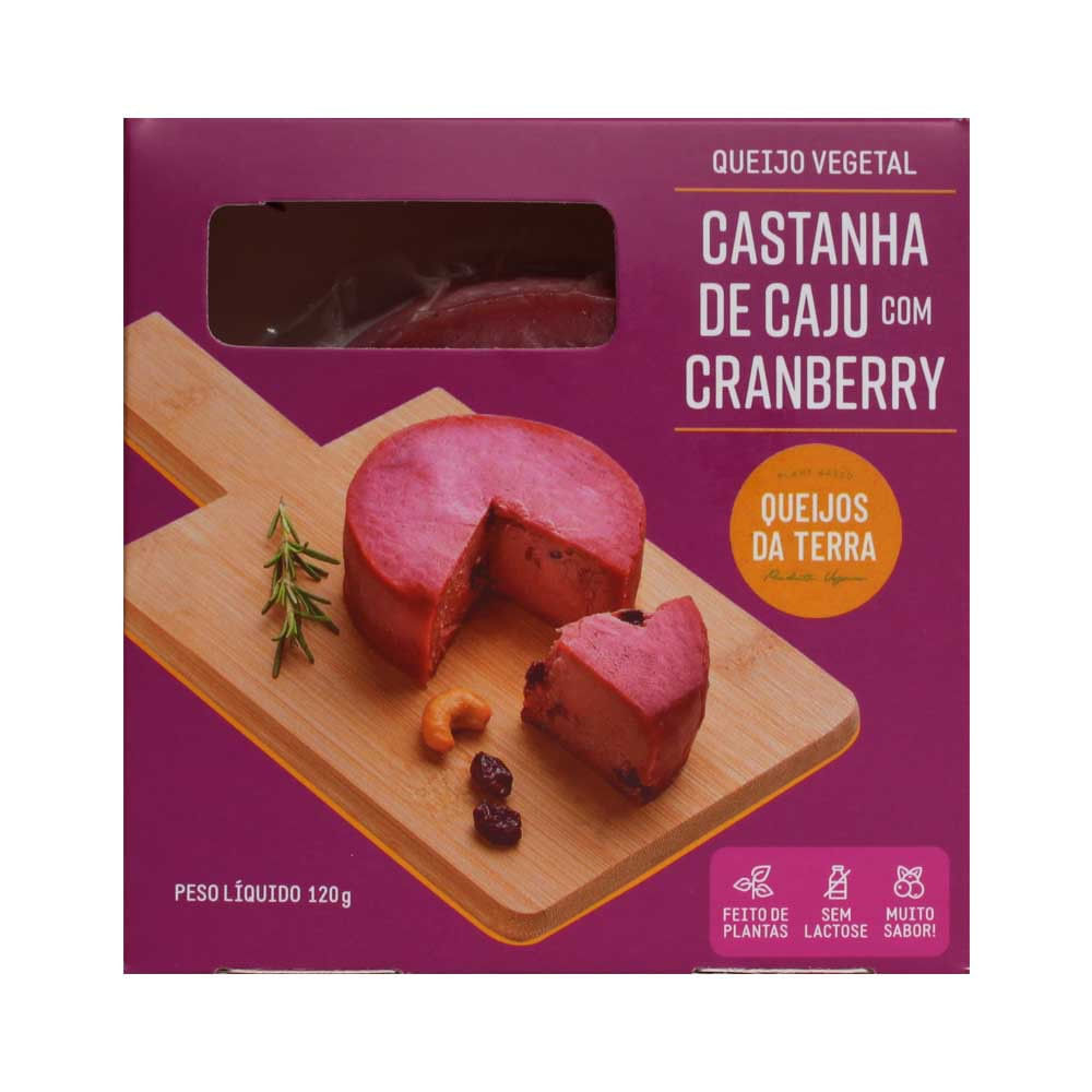 Queijo Vegano de Castanha de Caju com Cranberry 120g Queijos da Terra