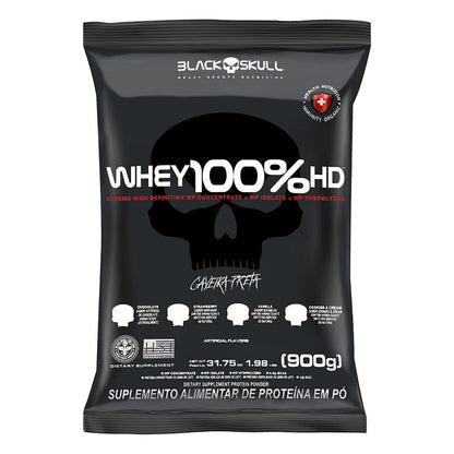 Refil Whey 100% HD Morango 900g Black Skull