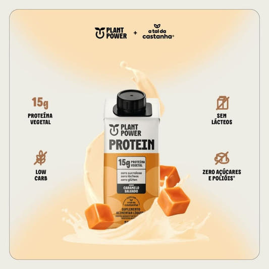Shake-Proteico-em-destaque-com-liquido-cremoso-ao-redor-e-pedacos-de-caramelo.-Icones-informam-beneficios-como-15g-de-proteina-e-ser-low-carb.