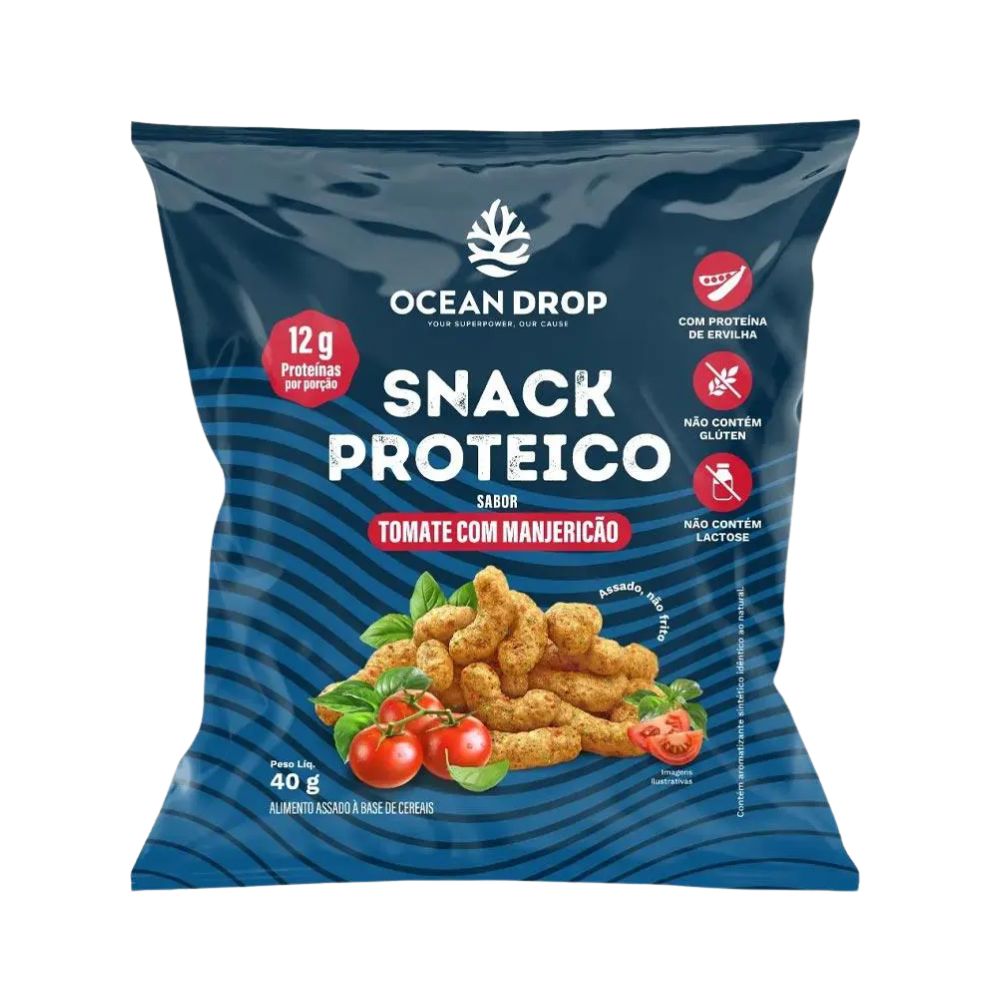 Snack Proteico Sabor Tomate com Manjericão 40g Ocean Drop