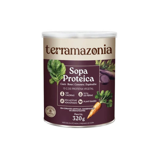 Embalagem-de-Sopa-Terramazonia-320g-destacando-ingredientes-naturais-como-cara-roxo-cenoura-e-espinafre-rica-em-proteina-vegetal.