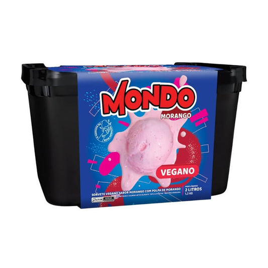Embalagem-azul-com-tampa-preta-de-Sorvete-Vegano-sabor-morango-da-marca-Mondo-com-destaque-para-a-palavra--vegano--em-vermelho.
