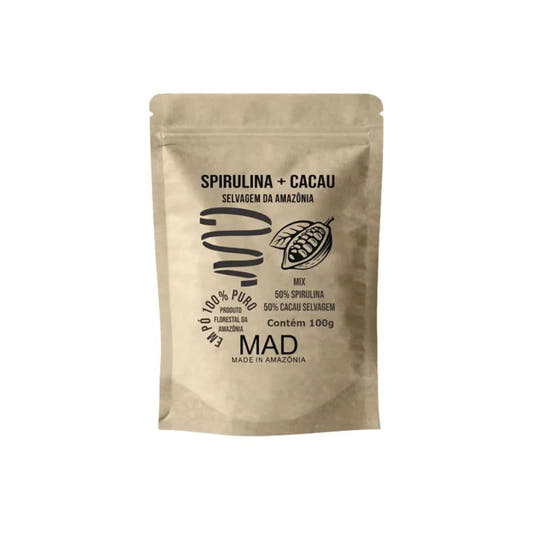 Spirulina com Cacau Selvagem da Amazônia 100g MAD