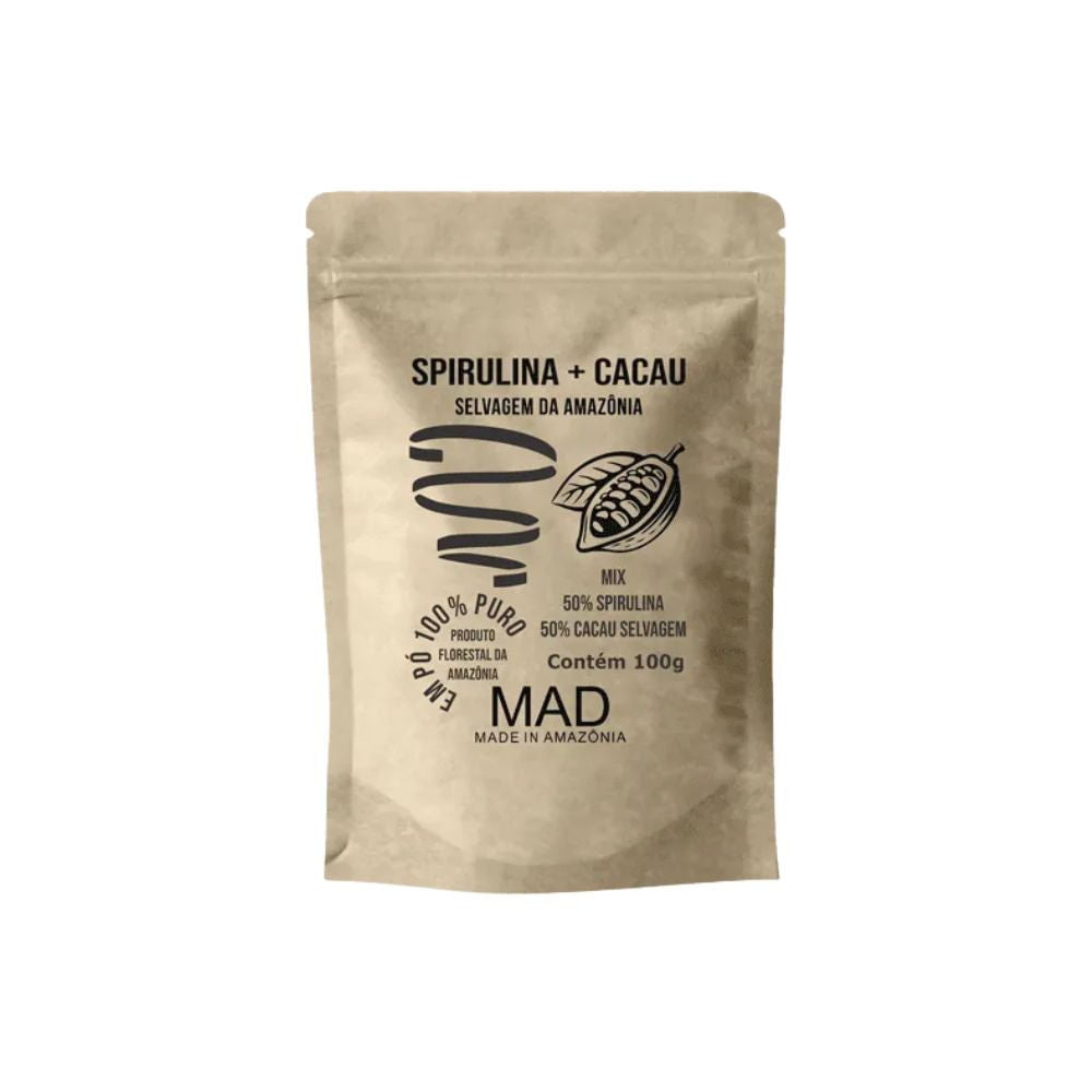 Spirulina com Cacau Selvagem da Amazônia 100g MAD