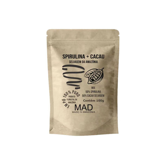 Spirulina com Cacau Selvagem da Amazônia 100g MAD