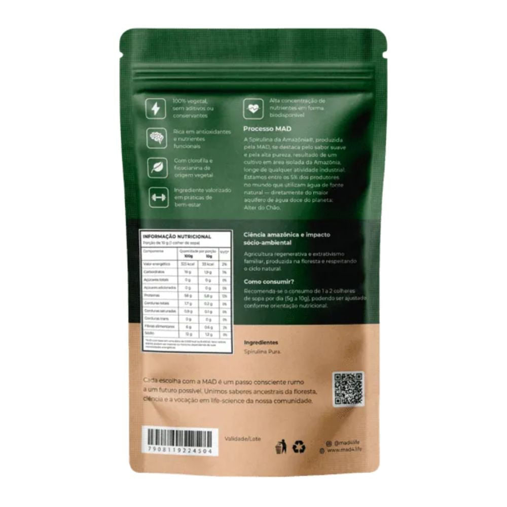 Spirulina da Amazônia em Flocos 225g MAD