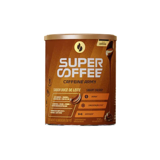 Embalagem-do-suplemento-SuperCoffee-Doce-de-Leite-220g-da-Caffeine-Army-com-formula-energetica-funcional-para-foco-e-disposicao