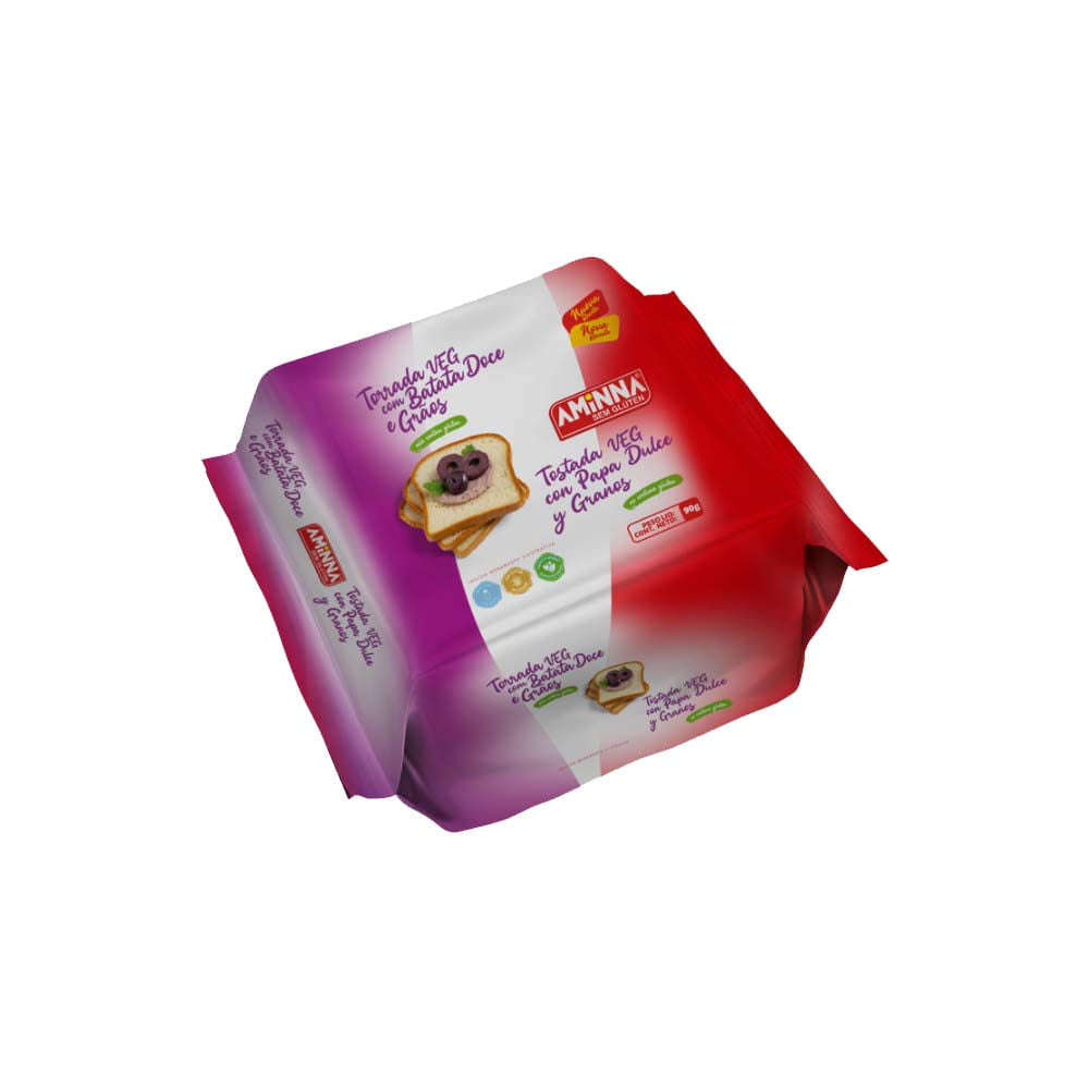 Torrada Sem Glúten Veg com Batata Doce e Grãos 90g Aminna