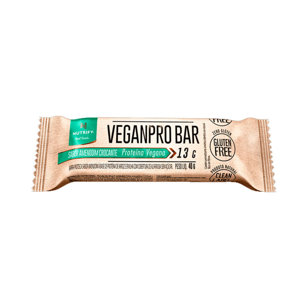 Veganpro Bar Sabor Amendoim Crocante 40g Nutrify