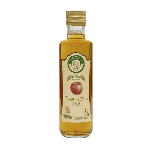 Garrafa-de-vidro-com-vinagre-de-maca-organico-rotulo-bege-e-tampa-dourada-destacando-6--de-acidez-e-certificacao-organica