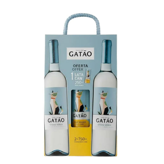 Vinho Branco Português Gatão Vinho Verde Kit 2x750ml + Lata 250ml