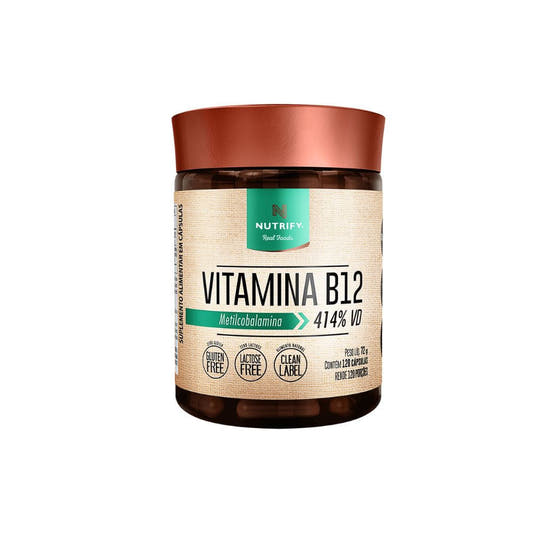 Embalagem-do-suplemento-de-vitamina-B12-da-Nutrify-com-120-capsulas-em-formula-de-metilcobalamina