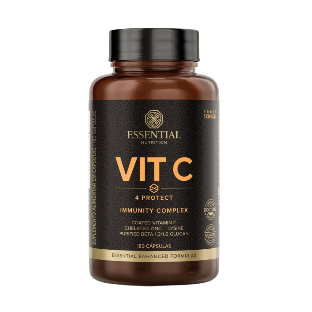 Frasco-da-Vitamina-C-4-Protect-Essential-Nutrition-com-180-capsulas-enriquecida-com-zinco-lisina-e-betaglucana