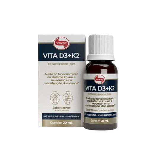 Vitamina D3+K2 em Gotas Sabor Menta 20ml Vitafor