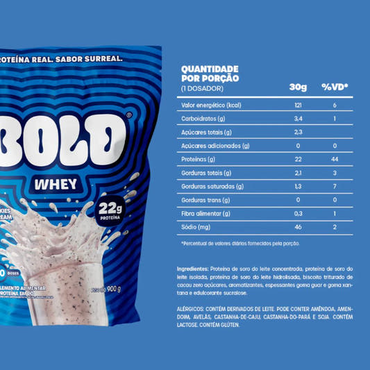Informacoes-nutricionais-do-bold-whey-cookies-cream-com-destaque-para-22g-de-proteina-e-0g-de-acucar-adicionado