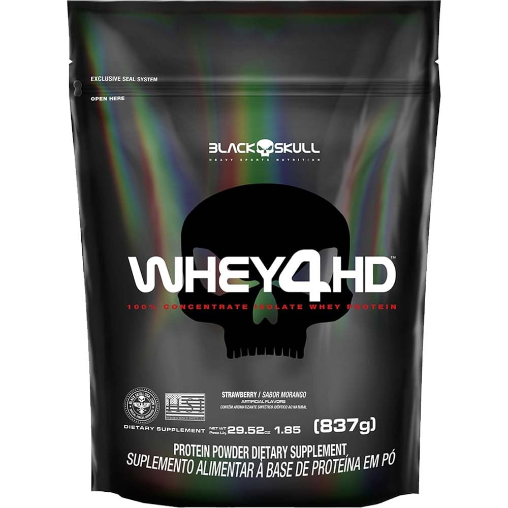 Whey 4 HD Morango 837g Black Skull