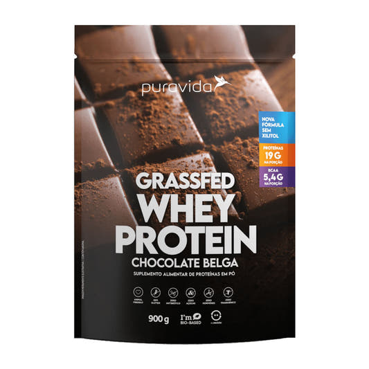 Whey Protein Grassfed Chocolate Belga 900g PuraVida