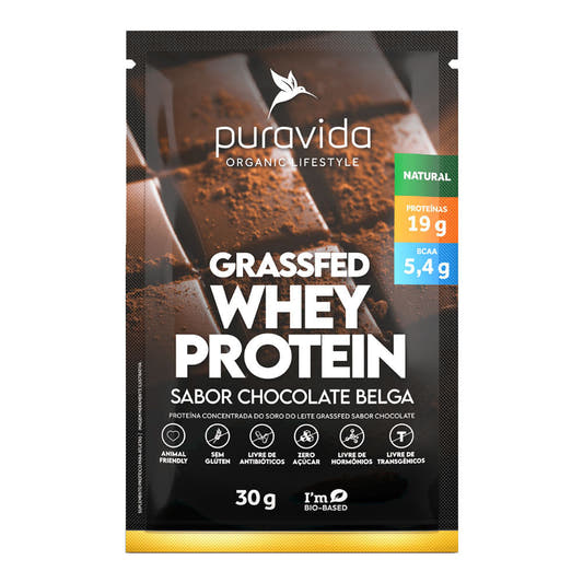Whey Protein Grassfed Chocolate Belga Sachê 30g PuraVida