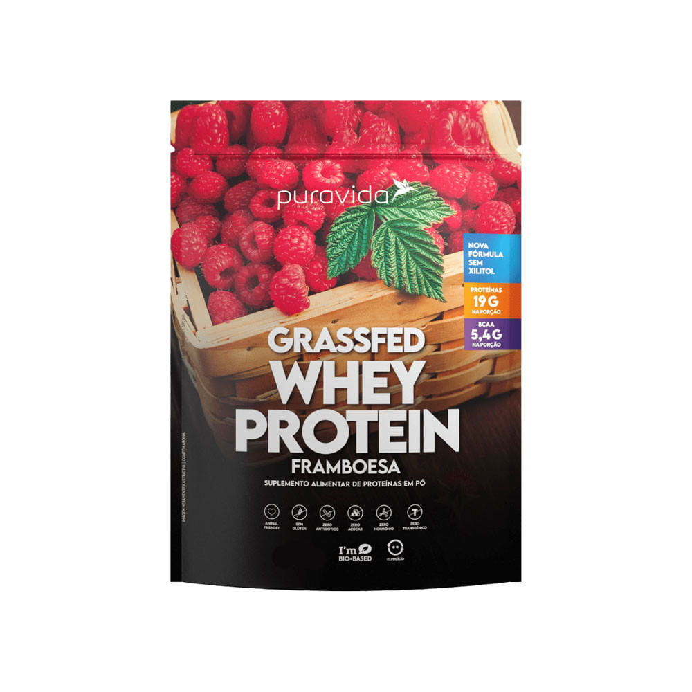 Whey Protein Grassfed Framboesa 450g PuraVida