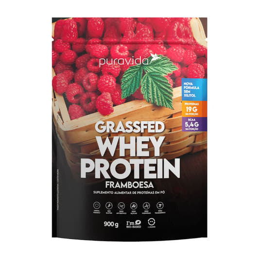Whey Protein Grassfed Framboesa 900g PuraVida