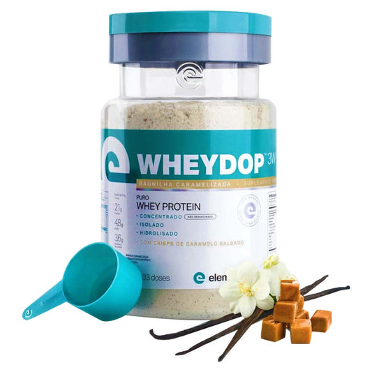 Wheydop Whey Protein 3W Sabor Baunilha Caramelizada 900g Elemento Puro