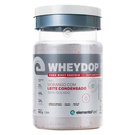 Wheydop Whey Protein Isolado Sabor Morango com Leite Condensado 900g Elemento Puro