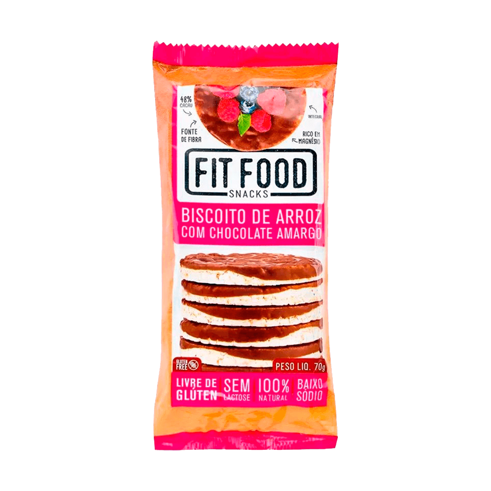 Biscoito de Arroz com Chocolate Amargo 60g Fit Food