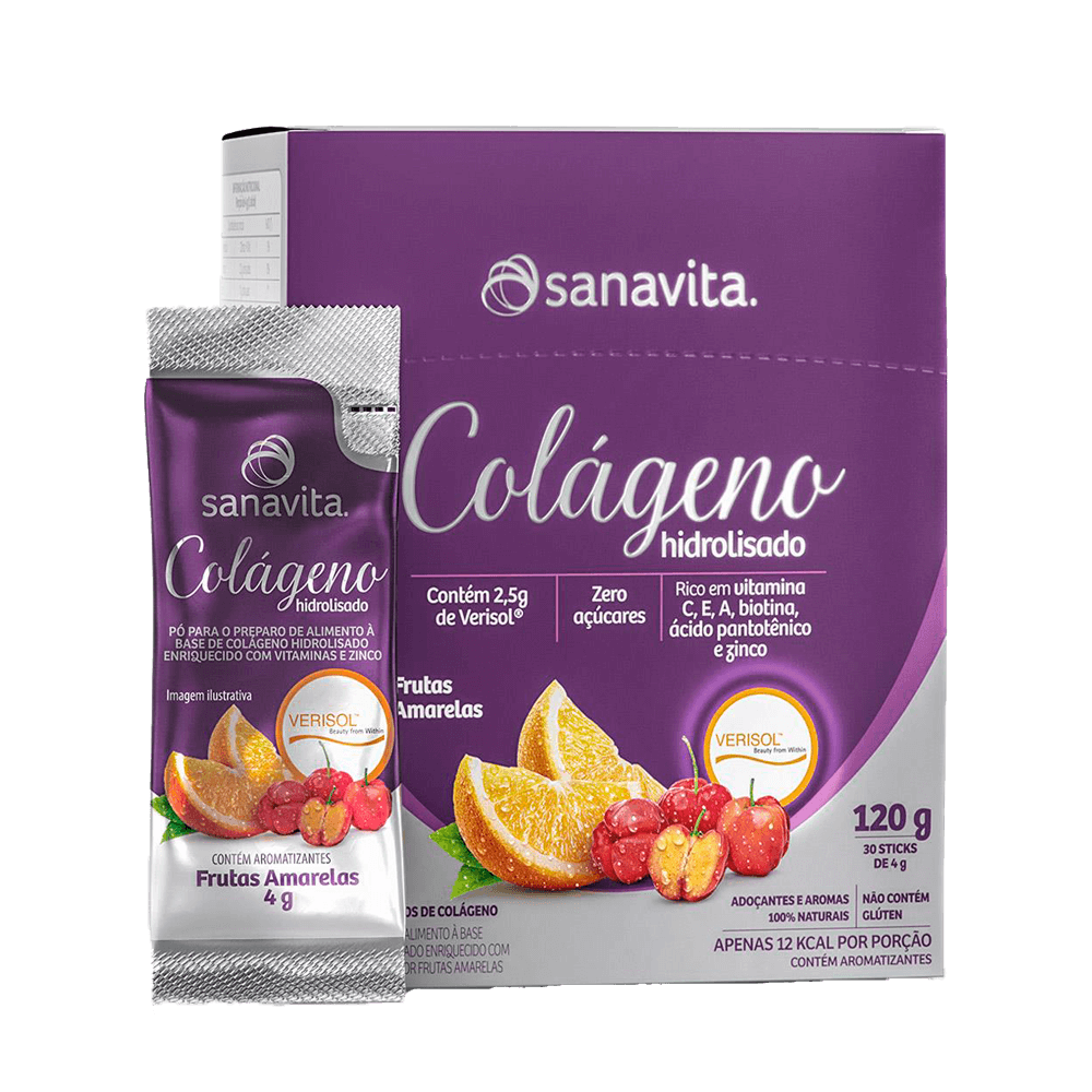 Colágeno Hidrolisado Verisol Frutas Amarelas 4g Display 30un Sanavita