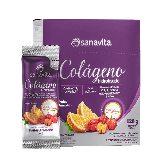 Colágeno Hidrolisado Verisol Frutas Amarelas 4g Display 30un Sanavita