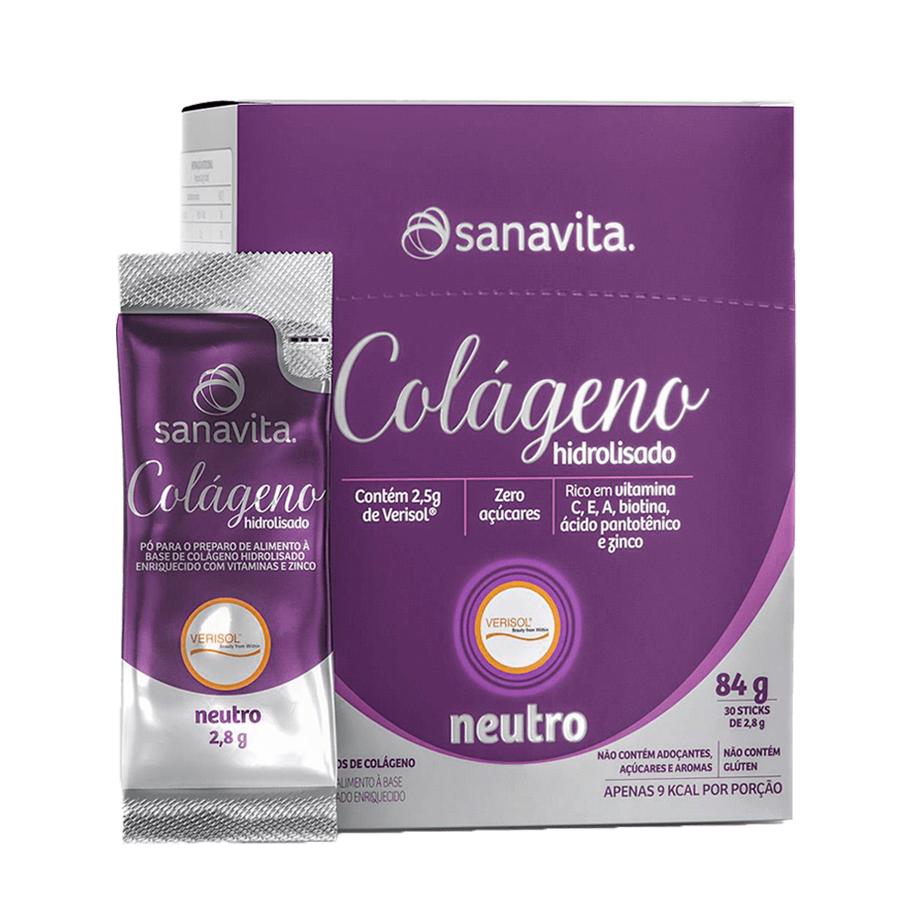 Colágeno Hidrolisado Verisol Neutro 2,8g Display 30un Sanavita
