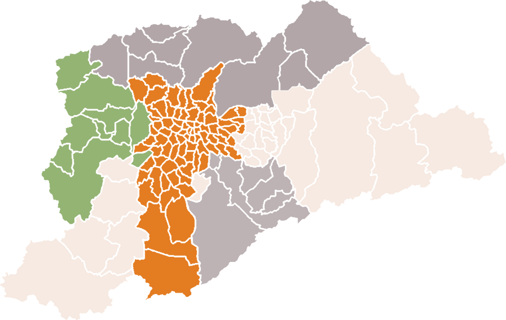 Mapa das zonas de entrega do Empório Quatro Estrelas