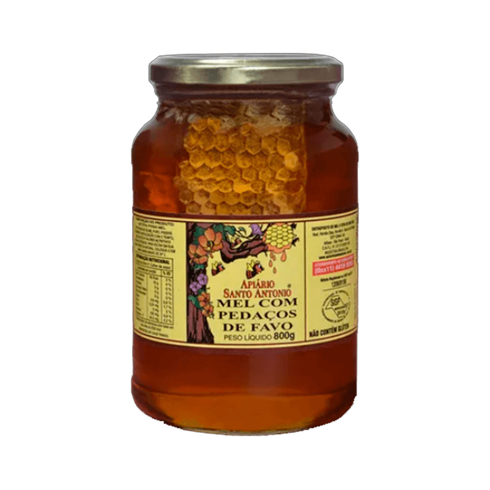 Mel com Pedaços de Favo 800g Apiário Santo Antonio