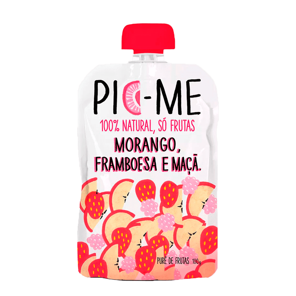 Purê de Frutas Morango, Framboesa e Maçã 100g Pic-Me