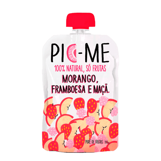 Purê de Frutas Morango, Framboesa e Maçã 100g Pic-Me